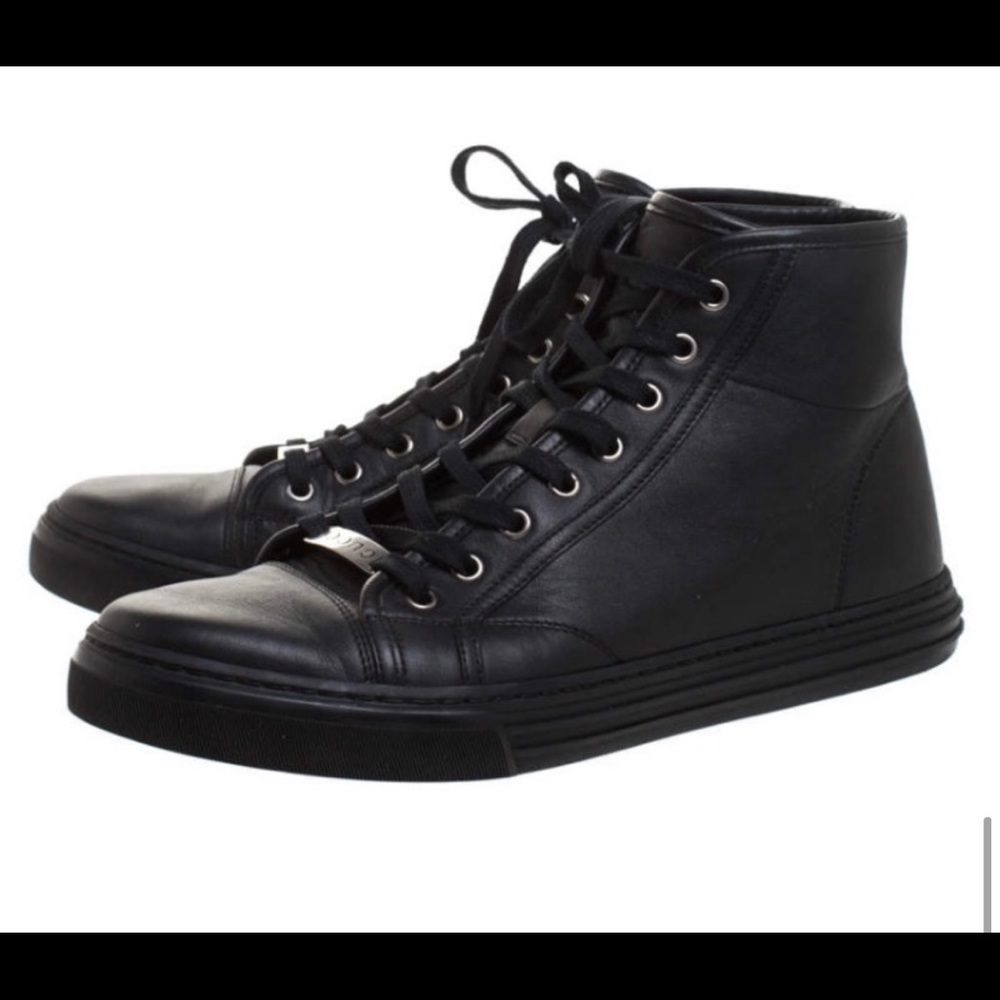Gucci 423299 BlackMirosoft leather high top 38